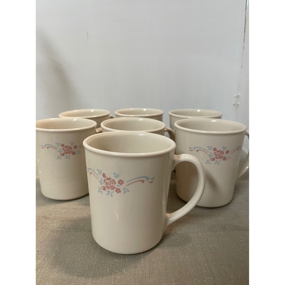 Vintage Corning USA English Breakfast Coffee Mugs Set of 7 Microwave safe